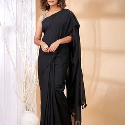 Ruuprekha Women Pure Cotton Fusion Khadi Saree With Stitched Blouse-picture-12