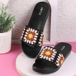 Metro Women Textured Open Toe Flats-56
