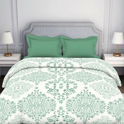 SPACES Green & White Ethnic Motifs Printed Pure Cotton Double Bed Comforter-image-38