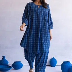 TARA-C-TARA Checke Pure Cotton Top with Trousers-image-14