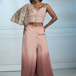 GloballyRonakRBafna Embellished Top With Palazzo Co-Ords-image-28