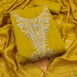 Panzora Floral Embroidered Sequinned Cotton Unstitched Dress Material-image-62