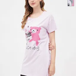 Christy World Women 2 Printed Extended Sleeves Pockets T-shirt-image-87