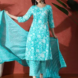 Sangria Embroidered Pure Cotton Kurta Trouser With Dupatta-image-24