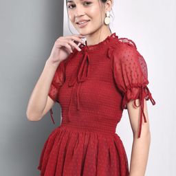 BAESD Tie-Up Neck Peplum Top-image-51