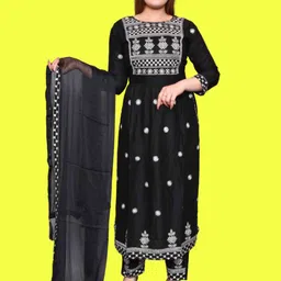 Moda Rapido Women Floral Embroidered Regular Thread Work Kurta with Trousers & With Dupatta-image-32