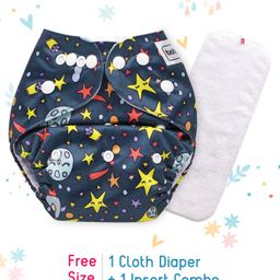 Babyhug Free Size Reusable Cloth Diaper With Insert - Navy Blue (Packaging May Vary)-14