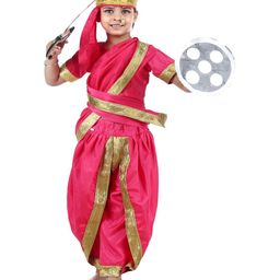 BookMyCostume Rani Laxmi Bai Jhansi ki Rani Fancy Dress Costume with Accessories - Pink & Golden-image-20