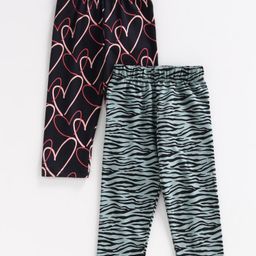Doreme Full Length Leggings Heart Print Pack of 2 - Black Blue-picture-3