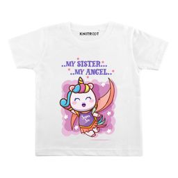 KNITROOT Half Sleeves My Sister My Angel Print Tee - White-image-92