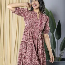 KALINI Floral Print Puff Sleeve Formal Fit & Flare Midi Dress-image-88