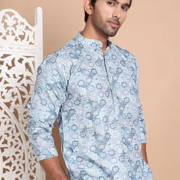 Jompers Men Printed Regular Sequinned Kurta with Pyjamas image 1