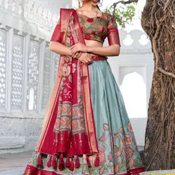 A TO Z CART Printed Ready to Wear Lehenga & Unstitched Blouse With Dupatta-picture-17