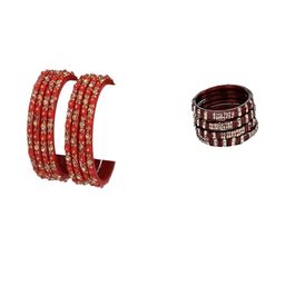 SOMIL Set Of 12 Turquoise Blue Alloy Artificial Stones & Beads Bangles-picture-40