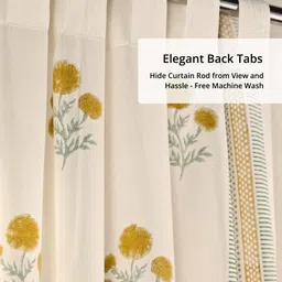 Peepul Tree White & Mustard Set of 2 Floral Door Curtain image 4