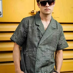 House of Koala Unisex Premium Cuban Collar Solid Oversized Casual Shirt-image-84