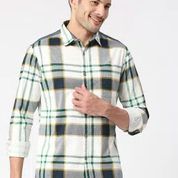SNX Men Tailored Fit Tartan Checks Opaque Checked Casual Shirt-picture-41