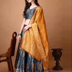SWAMI STUDIO Ready to Wear Lehenga & Unstitched Blouse With Dupatta image 4