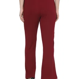 LERIYA FASHION Women Maroon Lycra Solid Regular Trousers-picture-30