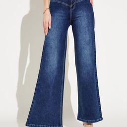 Miss Chase Women Wide Leg High-Rise Light Fade Stretchable Thunder Swirl Compression Jeans-picture-46