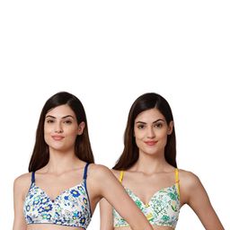 Women Cotton Blue,Yellow Padded Non-Wired Lingerie Bra Sport wear Gym Crop Tank Top-image-92