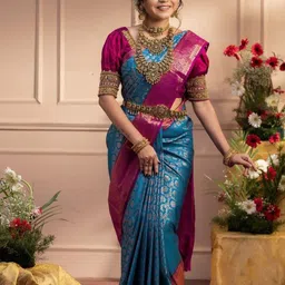 KALINI Floral Zari Pure Silk Kanjeevaram Saree-image-28