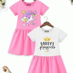 HERE&NOW Girls Graphic Print Fit and Flare Dress-picture-21