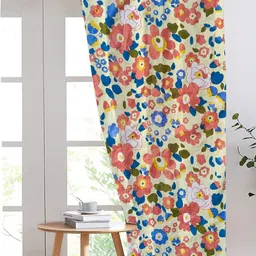 ANA White & Red Floral Room Darkening Door Curtain-31