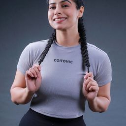 Coitonic Women Ribbed Fitted Crop Top-image-37