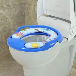 Kuber Industries Kids Toilet Seat With Handle- Blue image 3