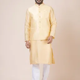 Nawaz's Kurta Woven Design Mandarin Collar Nehru Jacket-20