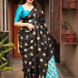 CANIZZARO Ethnic Motifs Woven Design Zari Banarasi Saree-picture-0