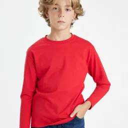 DeFacto Boys Solid Round Neck Cotton T-shirt-image-80
