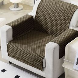 Fashion Throw Brown Checked Velvet 1 Piece Sofa Cover With Arms-image-62