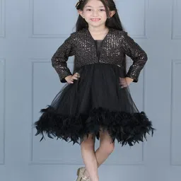 THE LITTLE CELEBS Girls Embellished Net Empire Dress-image-34