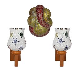 Somil Indore Mosaic Decorative Lamp Combo of Matching Wall Lamp & Blessing God Ganesh Wall Lamp, Multi Compatible with LED, Size: 14.5 X 14.5 X 28 Cm, Pack of 3.-image-69