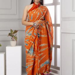 Pinkcity Trade World Orange Pure Cotton Solid Sarees-picture-6