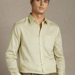 Louis Philippe Men Textured Spread Collar Pure Cotton Formal Shirt-picture-17