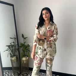 LookMark Floral Printed Shirt With Trousers-image-57
