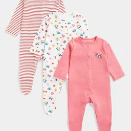 mothercare Girls Pack of 3 Printed Sleepsuit-image-53