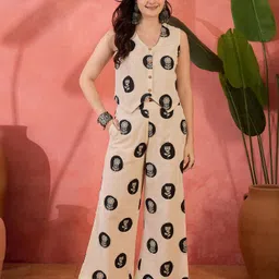 Sangria Botanical Printed Sleeveless Top & Trouser Co-Ords-51
