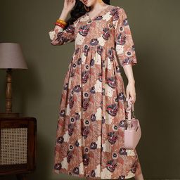 SZN Women Taupe Printed Dress-picture-14