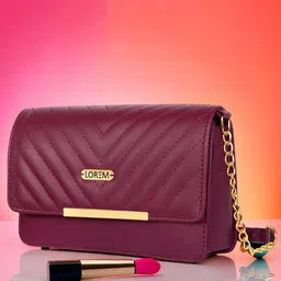 LOREM Women Solid Structured Leather Sling Bag-29