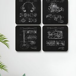 Livin'luxe Black & White 4 Pieces Vintage Patent Printed Wall Arts-picture-2