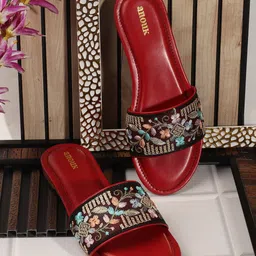 Anouk Women Ethnic Open Toe Embroidered Flats-image-85