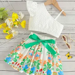 YK Girls Printed Top With Skirt Clothing Set-image-101