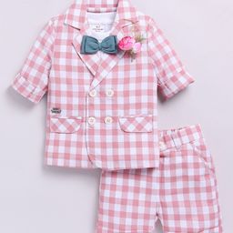 LITTLE COLLARS Boys Checked T-shirt and Shirt with Shorts-31