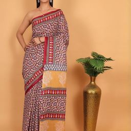 NENUBRITY Ethnic Motifs Pure Cotton Ikat Saree-image-21