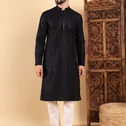 House of Pataudi Embroidered Straight Kurta-image-37