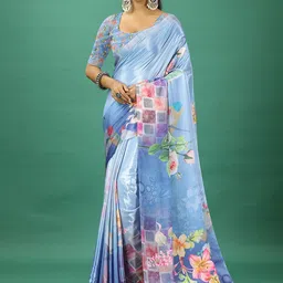 A.V.M. SILK MILLS Floral Pure Crepe Saree-image-92